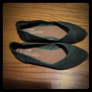 Toms green suede flats